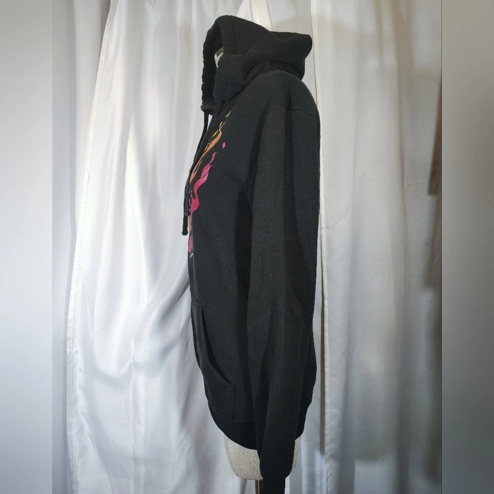 The Concert Fleece Hoodie, By Preston, Women Black, Pockets, Flames, XS - Picture 4 of 11